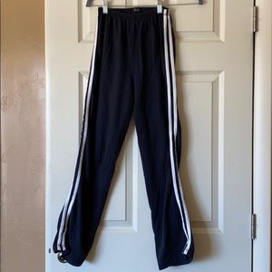 Navy blue and white striped cotton in sweatpants